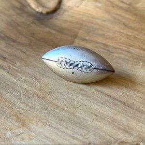 Pewter football pin, vintage lapel, tie tack